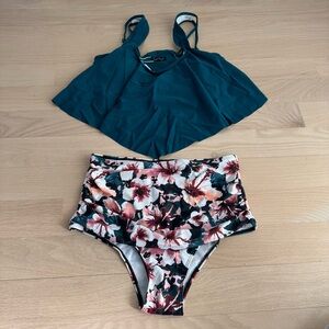 Edel Qual New Teal Tye Dye Swim Bathing Suit Bikini Size Medium NEW